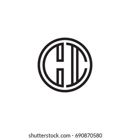 Initial letter CI, minimalist line art monogram circle logo, black color