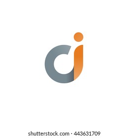 initial letter ci modern linked circle round lowercase logo orange gray