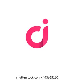 initial letter ci modern linked circle round lowercase logo pink
