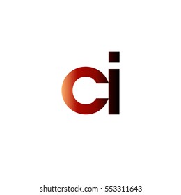 Initial letter CI red brown gradation color logo