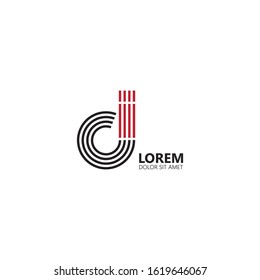 Initial letter ci uppercase modern logo design template elements. Black and red letter Isolated on white background. Suitable for business, consulting group company.