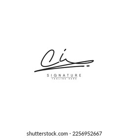 Initial Letter CI Vector Logo Template in handwritten Signature Style