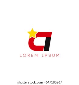 Initial letter ci yellow star logo red black