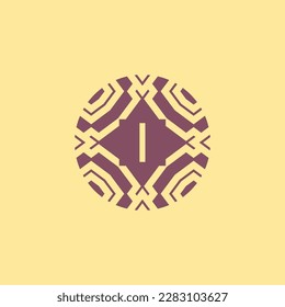 Initial letter I circle frame unique tribe pattern logo
