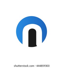 initial letter circle logo blue n