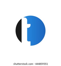 initial letter circle logo blue t