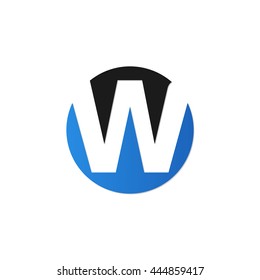 initial letter circle logo blue w