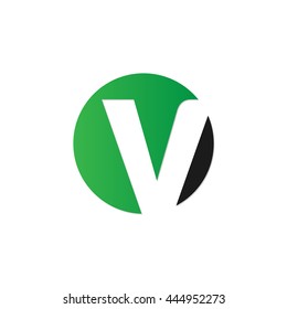 initial letter circle logo green v