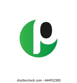 initial letter circle logo green p