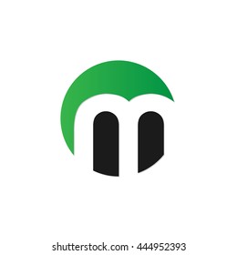 initial letter circle logo green m