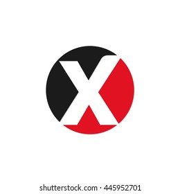 initial letter circle logo red x