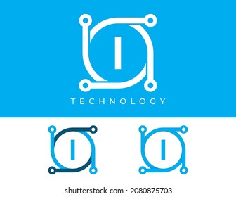 initial Letter I Circle Technology Logo icon Vector Design Template