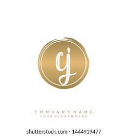 Initial letter CJ beautiful handwriting logo vector template
