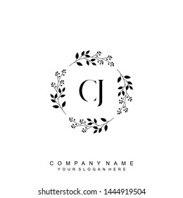 Initial letter CJ beautiful handwriting logo vector template
