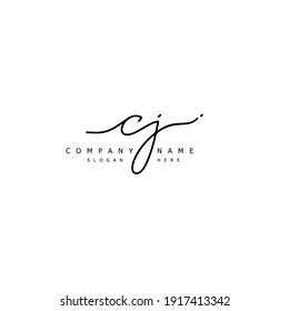 Initial letter CJ calligraphy handwritten logo. Handwritten alphabet in the logo template. Letters and Alphabet for your logo design.