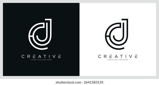 Initial Letter CJ or JC logo design template
