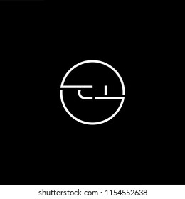 Initial letter CJ JC minimalist art monogram circle shape logo, white color on black background