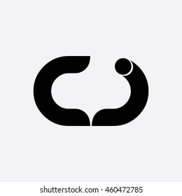 Initial Letter CJ Linked Circle Lowercase Logo Black