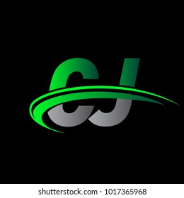 initial letter CJ logotype company name colored green and black swoosh design. vector logo for business and company identity.
