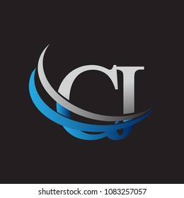 initial letter CJ logotype company name colored blue and grey swoosh design. vector logo for business and company identity.