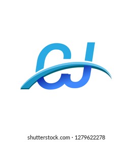 initial letter CJ logotype company name colored blue and swoosh design. vector logo for business and company identity.
