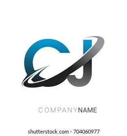 initial letter CJ logotype company name colored blue and grey swoosh design. logo design for business and company identity.