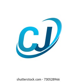 initial letter CJ logotype company name colored blue swoosh design concept. vector logo for business and company identity.
