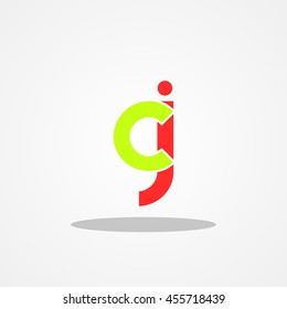 Initial letter CJ lowercase logo design template grass green red