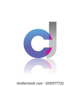 Initial Letter CJ Lowercase overlap Logo Blue, pink and grey, Modern and Simple Logo Design.