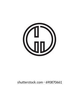 Initial letter CJ, minimalist line art monogram circle logo, black color