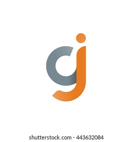 initial letter cj modern linked circle round lowercase logo orange gray