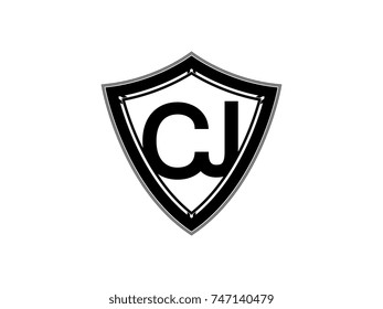Initial letter CJ shield logo black monogram vector illustration