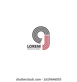 Initial letter cj uppercase modern logo design template elements. Black and red letter Isolated on white background. Suitable for business, consulting group company.