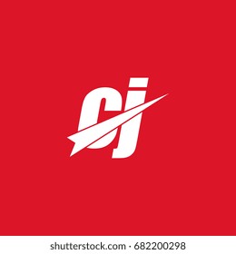 initial letter cj white logo in red background