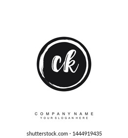 Initial letter CK beautiful handwriting logo vector template