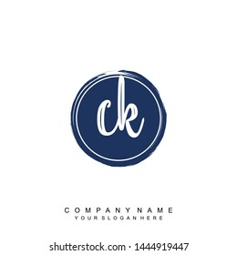 Initial letter CK beautiful handwriting logo vector template