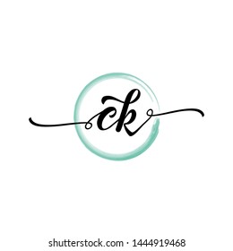 Initial letter CK beautiful handwriting logo vector template