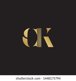 Initial letter ck c k  uppercase modern logo design template elements. Gold letter Isolated on black  background. Suitable for business, consulting group company.