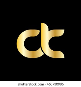 Initial Letter CK CLC Linked Circle Lowercase Logo Gold
