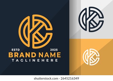 Initial Letter Ck or Kc Monogram Logo Icon Vector Design Illustration