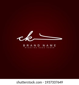 Logotipo de letra inicial CK - logotipo de firma manuscrita
