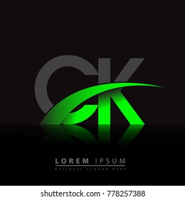 initial letter CK logotype company name colored green and black swoosh design. vector logo for business and company identity.
