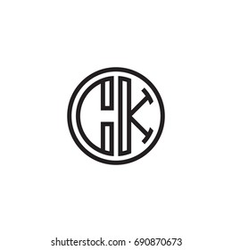 Initial letter CK, minimalist line art monogram circle logo, black color