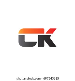 Initial letter CK, straight linked line bold logo, gradient fire red black colors