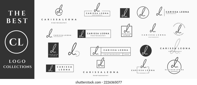 Initial letter CL C logo handwriting, signature and script vector design collection