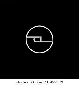 Initial letter CL LC minimalist art monogram circle shape logo, white color on black background