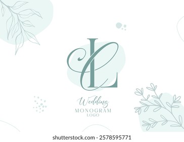 Initial Letter CL LC Wedding Monogram Logo
