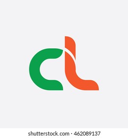 Initial Letter CL Linked Circle Lowercase Logo Green Orange