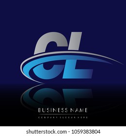 initial letter CL logotype company name colored blue and grey swoosh design. vector logo for business and company identity.