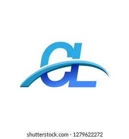 initial letter CL logotype company name colored blue and swoosh design. vector logo for business and company identity.
